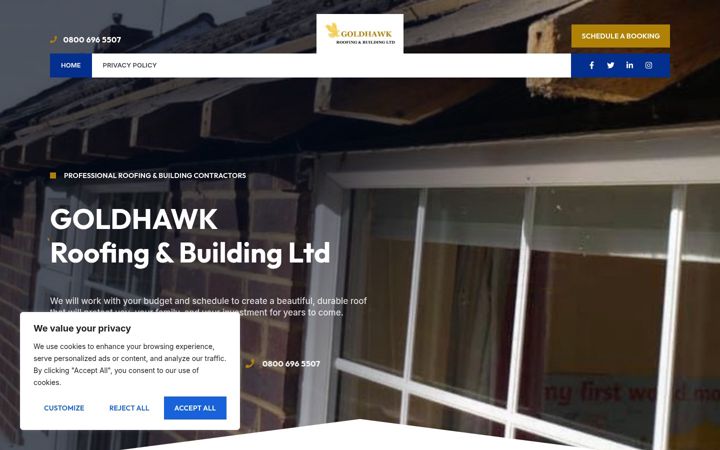 Screenshot of goldhawkroofingandbuilding.com