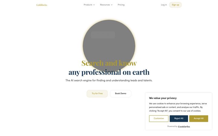 Screenshot of goldi.ai