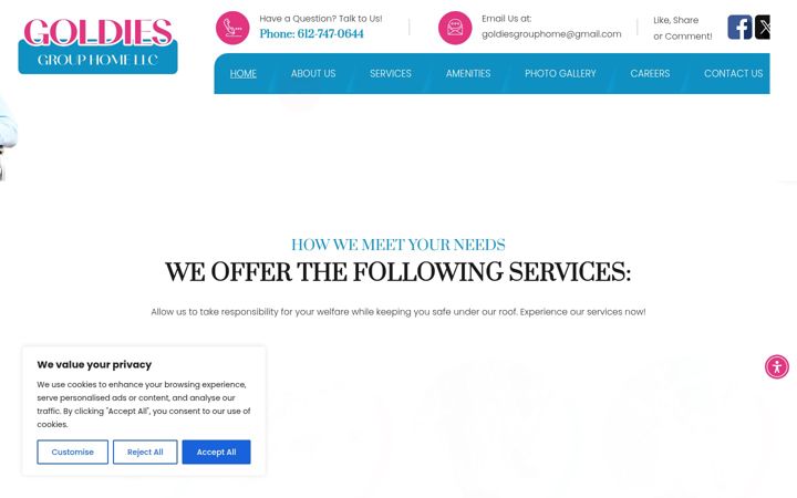Screenshot of goldiesgrouphome.com