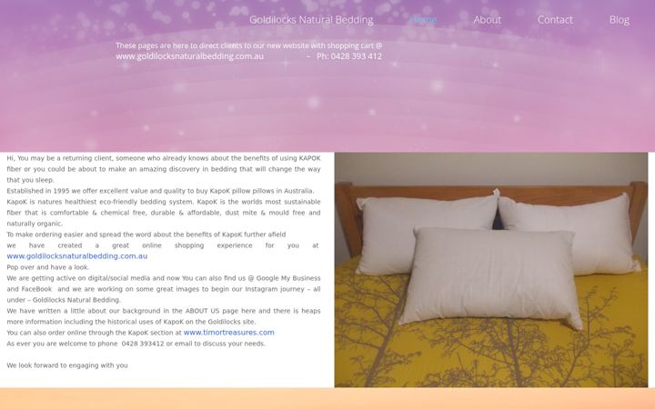Screenshot of goldilockspillow.com.au
