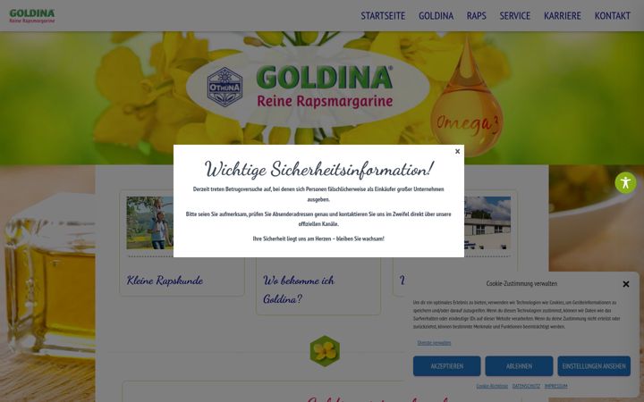 Screenshot of goldina-margarine.de