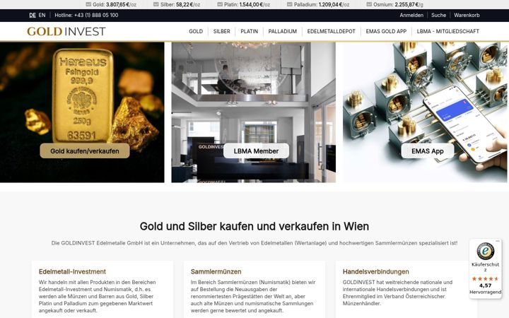 Screenshot of goldinvest.at