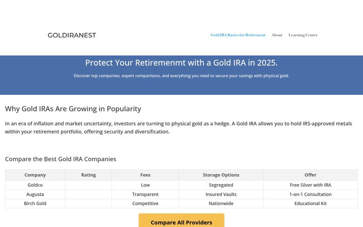 Screenshot of goldiranest.com