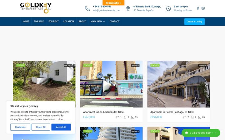 Screenshot of goldkey-tenerife.com