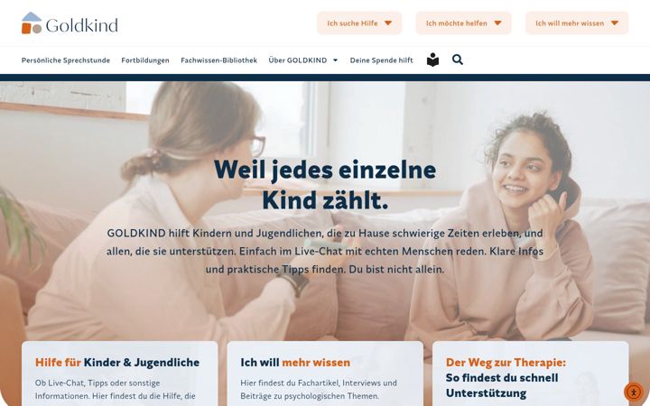 Screenshot of goldkind-stiftung.de