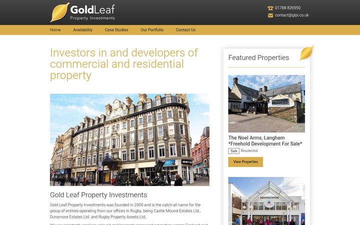Screenshot of goldleafpropertyinvestments.co.uk
