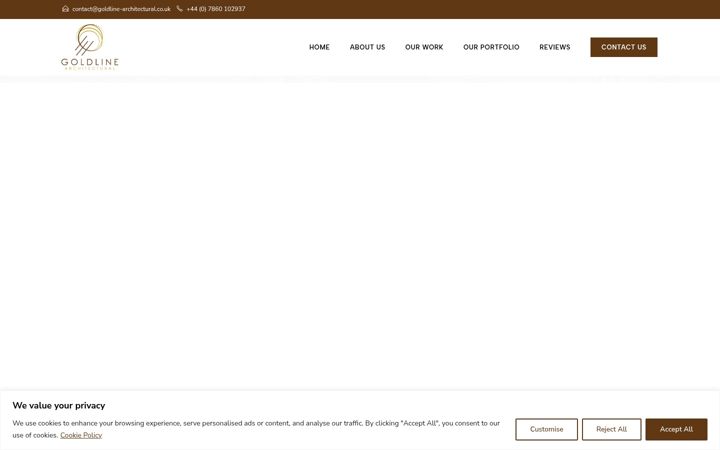 Screenshot of goldline-architectural.co.uk