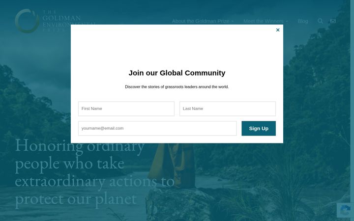 Screenshot of goldmanprize.org