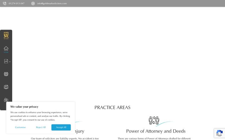 Screenshot of goldmarksolicitors.com