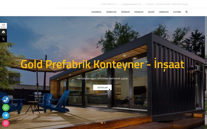 Screenshot of goldprefabrik.com