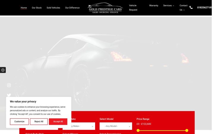 Screenshot of goldprestigecars.co.uk