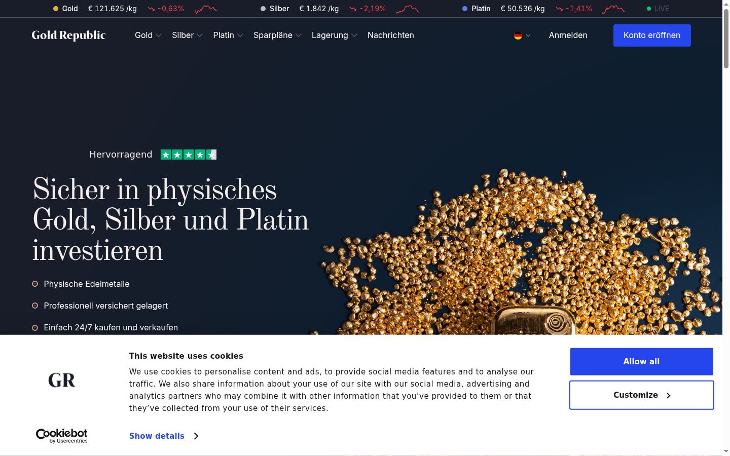 Screenshot del banner di consenso mostrato prima di qualsiasi interazione