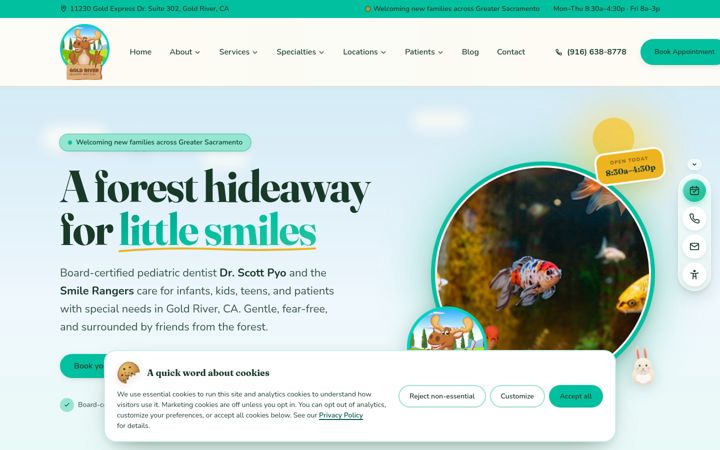 Screenshot of goldriverpediatricdentistry.com