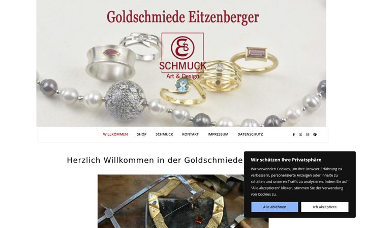 Screenshot of goldschmiede-eitzenberger.de