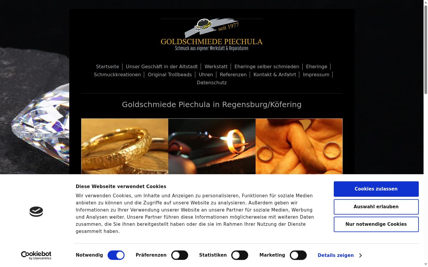 Captura de ecrã do banner de consentimento apresentado antes de qualquer interação