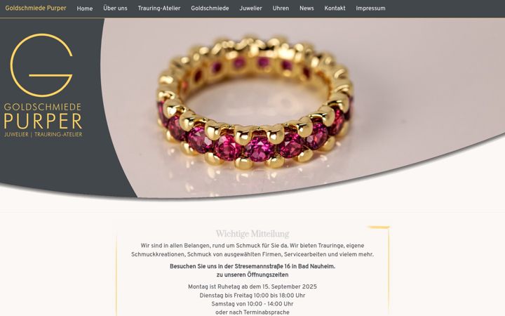 Screenshot of goldschmiedepurper.de