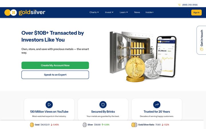 Screenshot of goldsilver.com