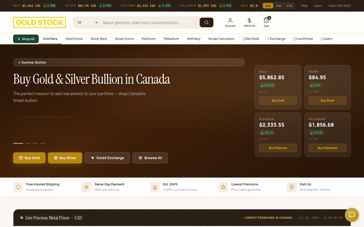 Screenshot of goldstockcanada.com