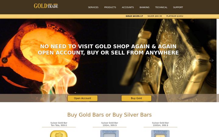 Ekrānuzņēmums no goldtrade.ae