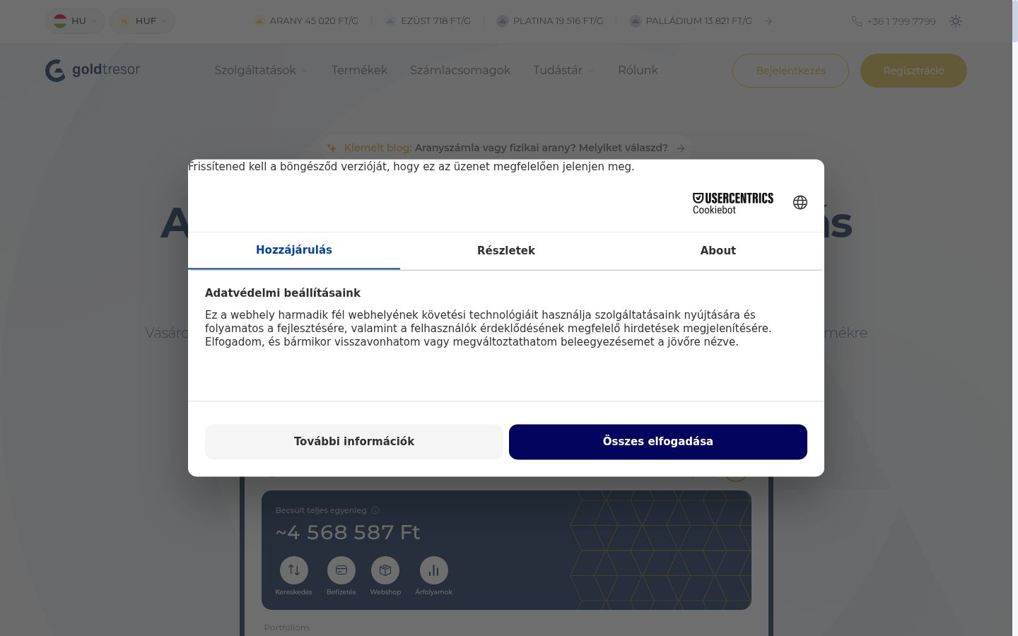 Captură de ecran a bannerului de consimțământ afișat înainte de orice interacțiune