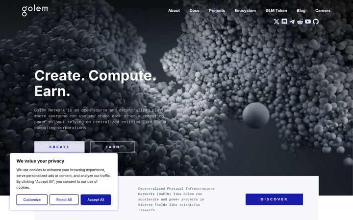 Screenshot of golem.network