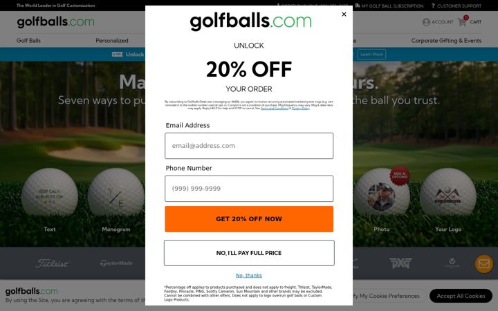 Screenshot of golfballs.com