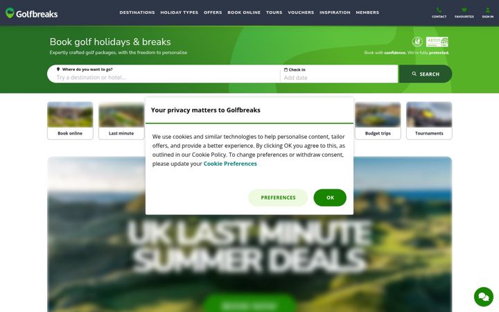 Screenshot of golfbreaks.com