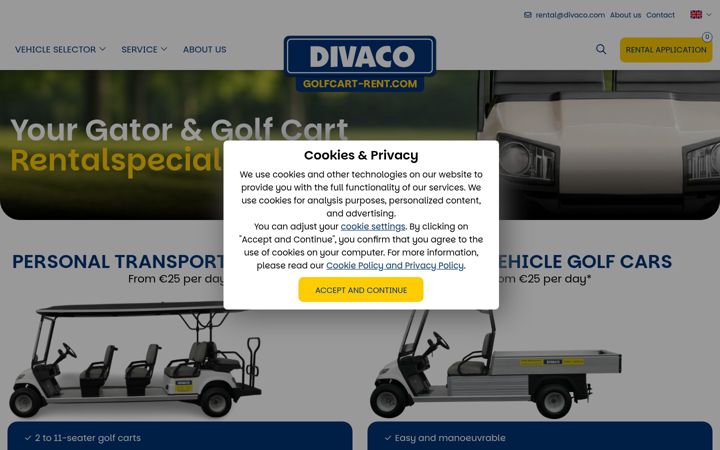 Skjermbilde av golfcart-rent.com