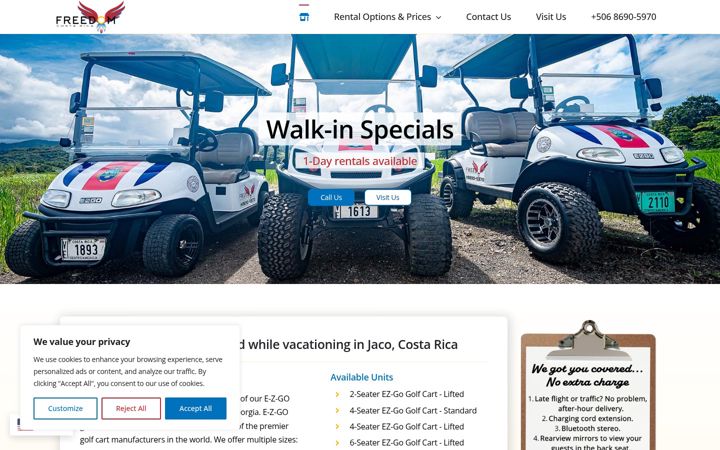 Screenshot of golfcartscostarica.com