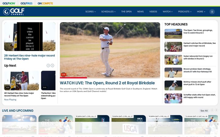 Captura de ecrã de golfchannel.com