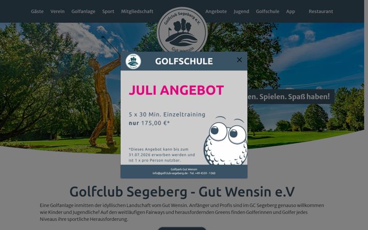 Screenshot of golfclub-segeberg.de