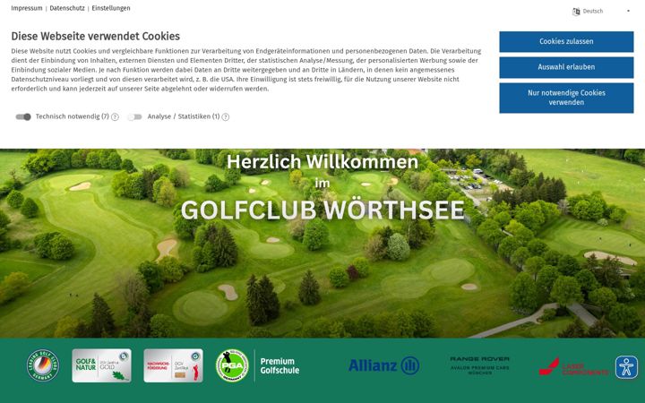 Screenshot of golfclub-woerthsee.de
