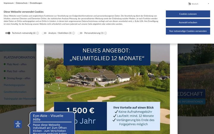Screenshot of golfclubhoesel.de