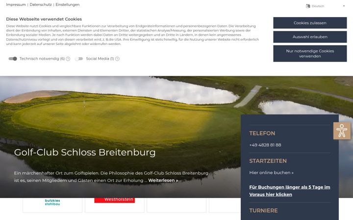 Screenshot of golfclubschlossbreitenburg.de