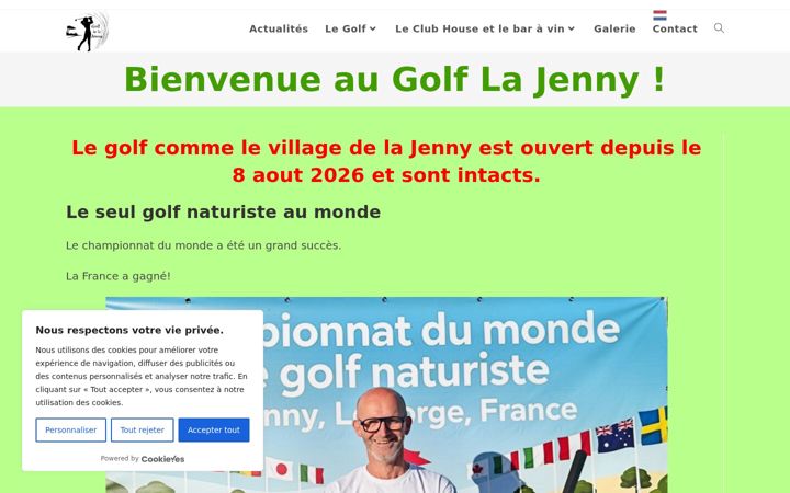 Screenshot of golfdelajenny.com