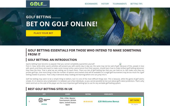 Screenshot του golfexperttips.com