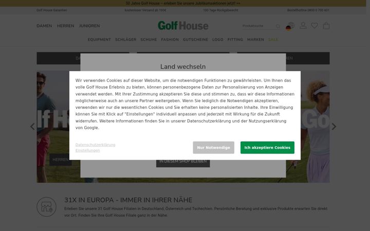 Kuvakaappaus sivustosta golfhouse.de