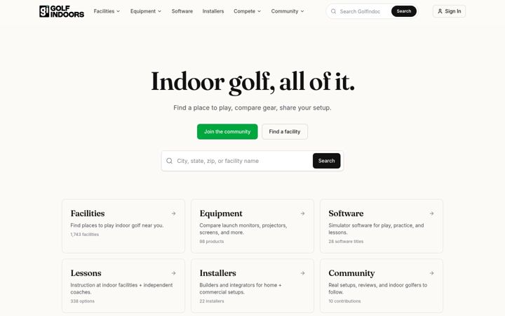 Screenshot of golfindoors.com