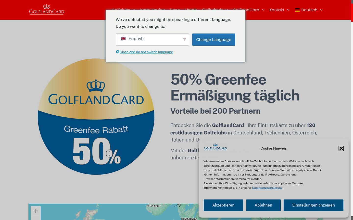 Screenshot del banner di consenso mostrato prima di qualsiasi interazione