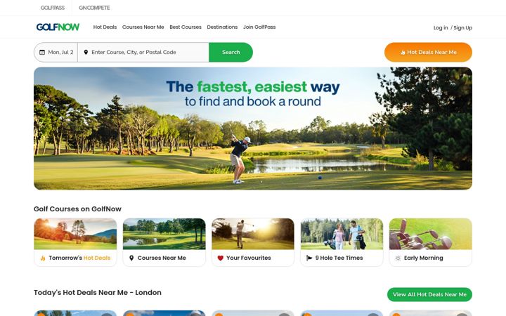 Screenshot of golfnow.co.uk