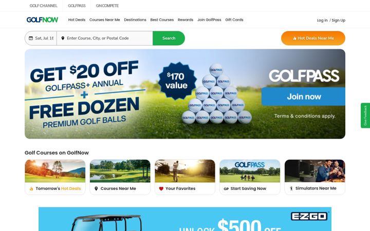 Screenshot of golfnow.com