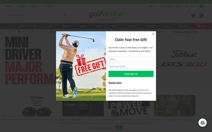Screenshot ta' golfonline.co.uk