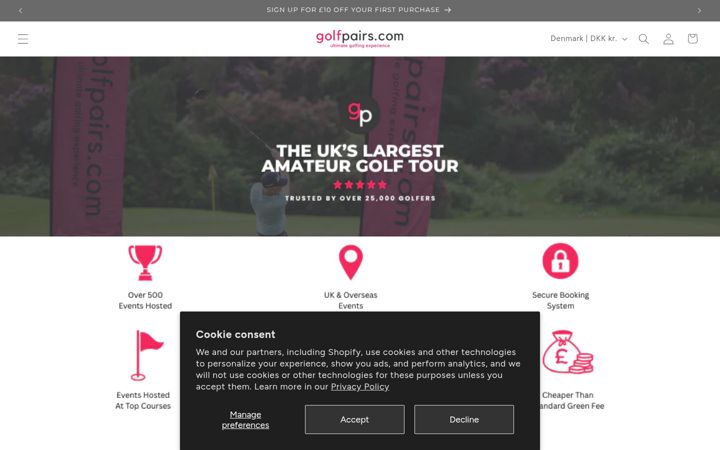 Screenshot of golfpairs.com