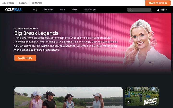 Screenshot of golfpass.com