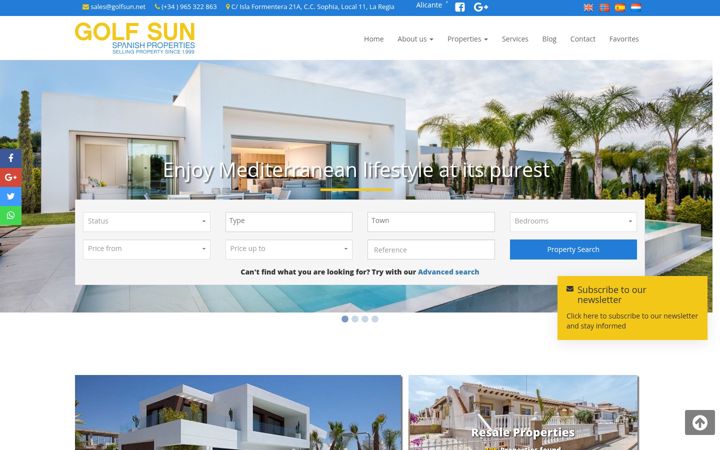 Screenshot of golfsun.be