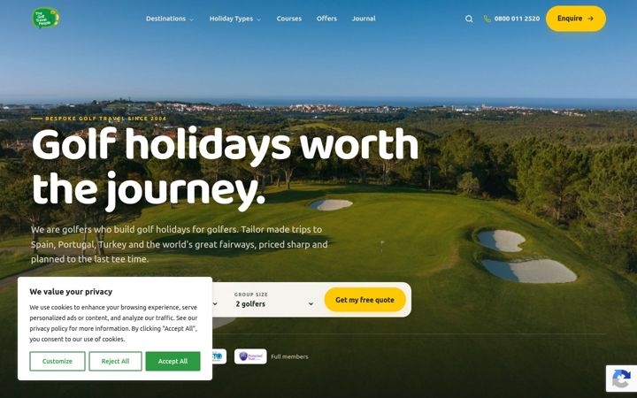 Screenshot of golftravelpeople.com