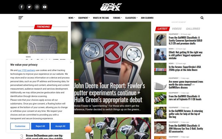 Snimka zaslona za golfwrx.com