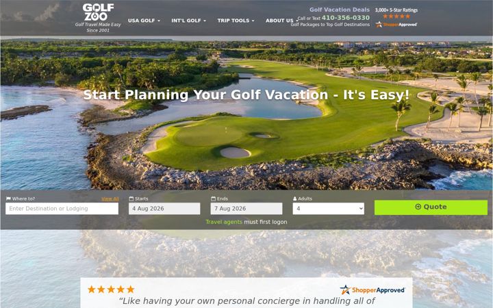 Screenshot of golfzoo.com