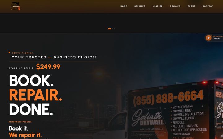 Screenshot of goliathdrywall.com