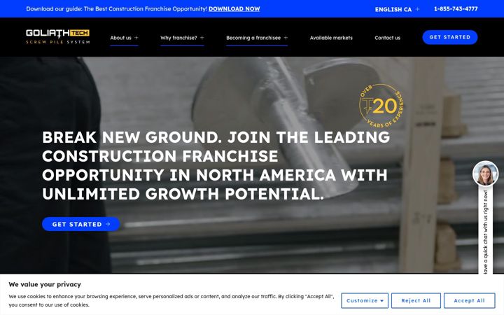 Screenshot of goliathtechfranchise.com